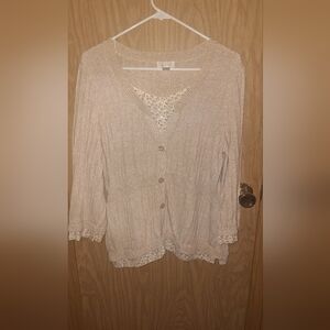 Christopher & Banks Light Tan Cardigan Sweater